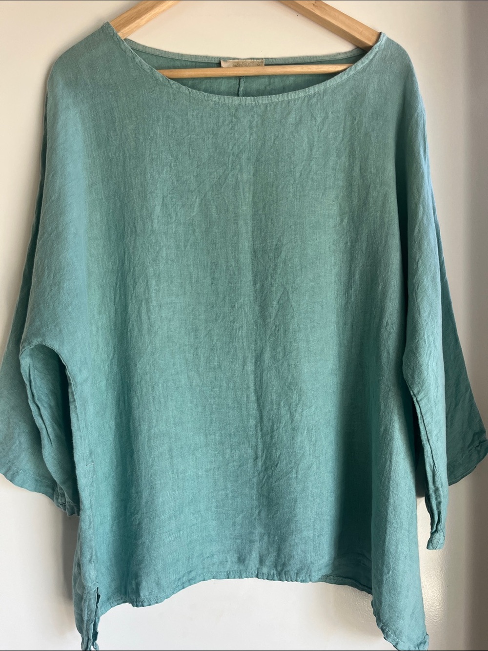 Giusy Relaxed Seafoam Tunic Top 100% linen made in Italy
